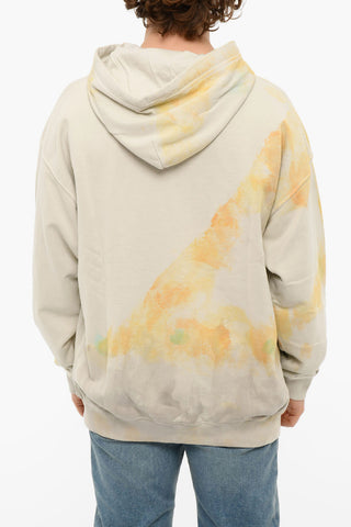 Brushed Cotton S-UMMERIB-C1 Hoodie Sweatshirt With Watercolor Effect Print