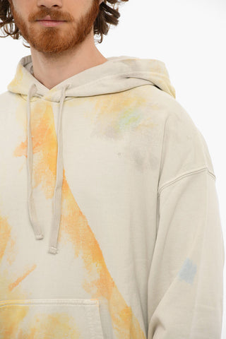 Brushed Cotton S-UMMERIB-C1 Hoodie Sweatshirt With Watercolor Effect Print