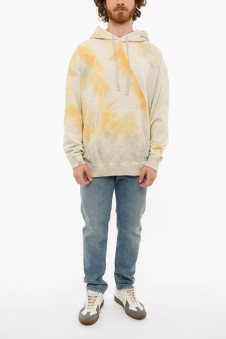 Brushed Cotton S-UMMERIB-C1 Hoodie Sweatshirt With Watercolor Effect Print
