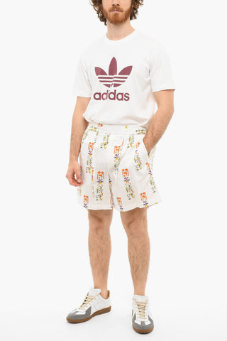 Straight-leg Drawstringed Shorts with Chinese Motif