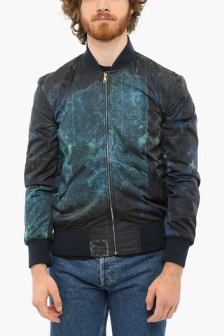 Printed Bomber Windbreaker With Zip Closure