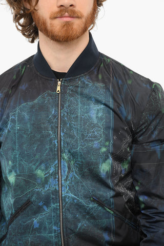 Printed Bomber Windbreaker With Zip Closure