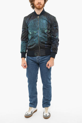 Printed Bomber Windbreaker With Zip Closure