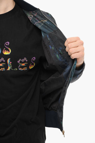 Printed Bomber Windbreaker With Zip Closure