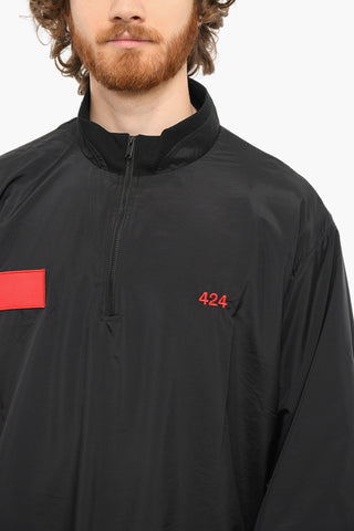 Embroidered Logo Anorak Windbreaker With Drawstrings