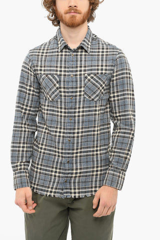 Camicia A Quadri Con Fondo A Taglio Vivo