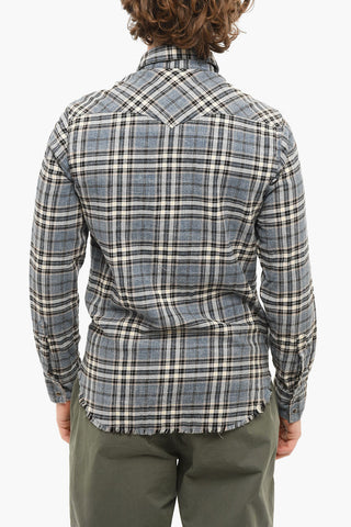 Camicia A Quadri Con Fondo A Taglio Vivo