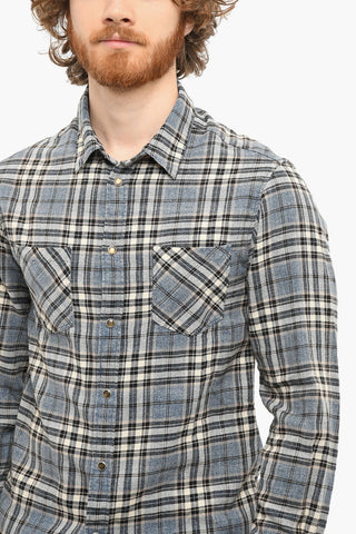 Camicia A Quadri Con Fondo A Taglio Vivo