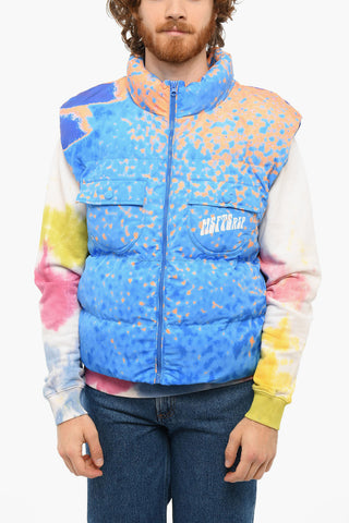 Quilted Vest with Double Pocket and Logo Print