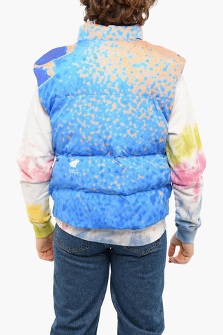 Quilted Vest with Double Pocket and Logo Print