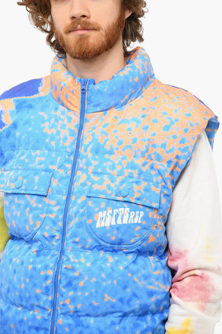 Quilted Vest with Double Pocket and Logo Print