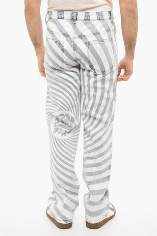 Straight-leg Jeans with Striped Print