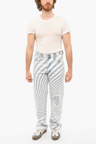 Straight-leg Jeans with Striped Print