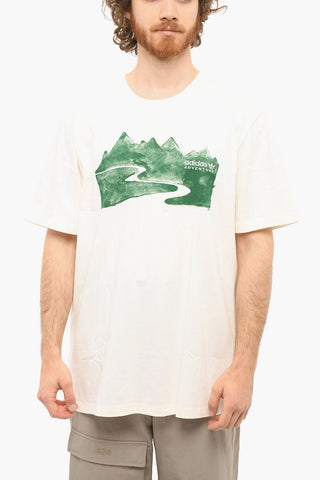 ADVENTURE Crewneck T-shirt with Embroidered Logo and Graphic Print