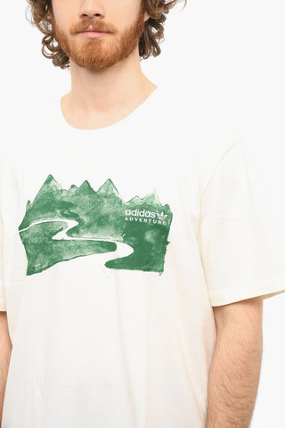 ADVENTURE Crewneck T-shirt with Embroidered Logo and Graphic Print