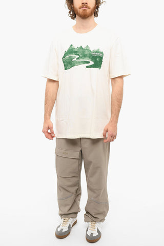 ADVENTURE Crewneck T-shirt with Embroidered Logo and Graphic Print