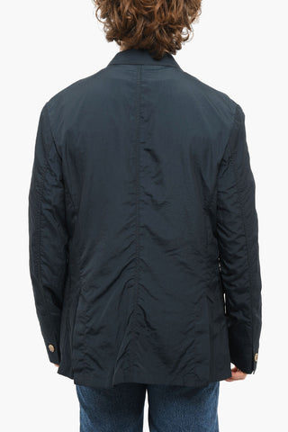 Unlined Blazer with Flap Pockets and Notch Lapel