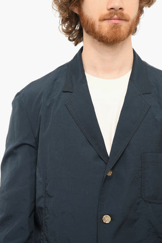 Unlined Blazer with Flap Pockets and Notch Lapel