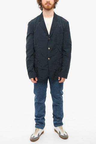 Unlined Blazer with Flap Pockets and Notch Lapel