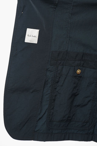 Unlined Blazer with Flap Pockets and Notch Lapel