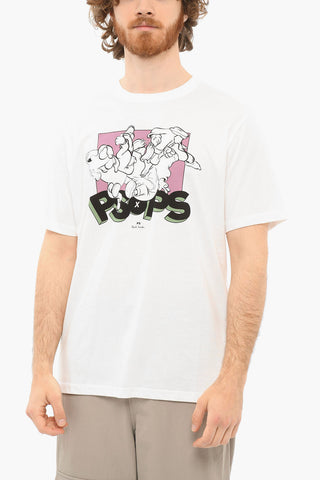 Crewneck T-shirt with Graphic Print and Logo Lettering