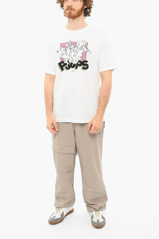Crewneck T-shirt with Graphic Print and Logo Lettering