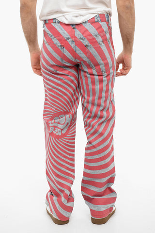 Straight-leg Jeans with Coated-denim Stripes