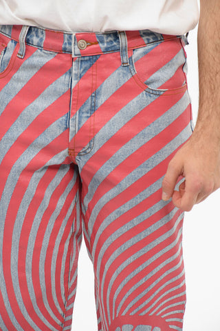 Straight-leg Jeans with Coated-denim Stripes
