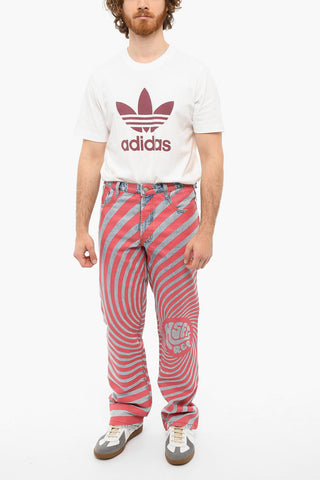 Straight-leg Jeans with Coated-denim Stripes