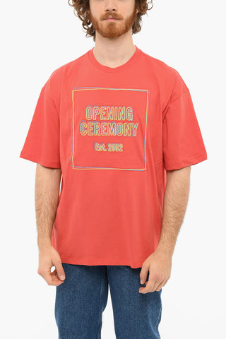 Crewneck T-shirt with Multicolored Embroidery