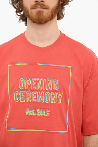 Crewneck T-shirt with Multicolored Embroidery