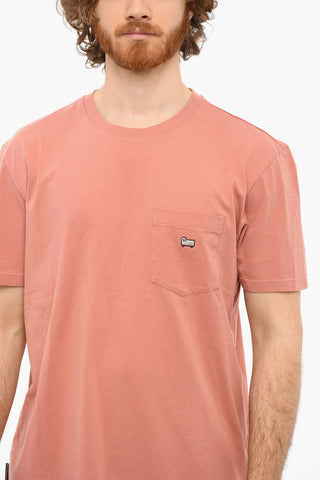 Crewneck T-shirt with Chest Pocket and Embroidery