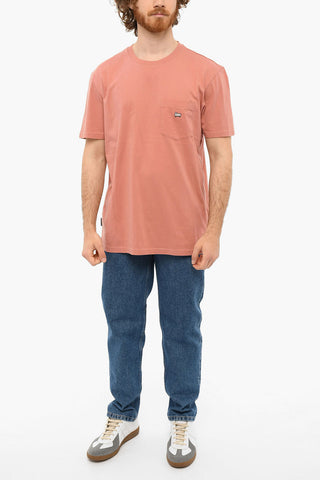 Crewneck T-shirt with Chest Pocket and Embroidery