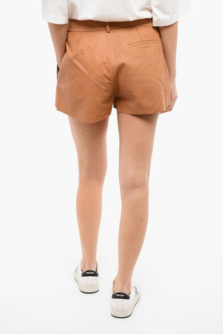 Pleated Leather Shorts