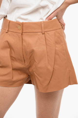 Pleated Leather Shorts