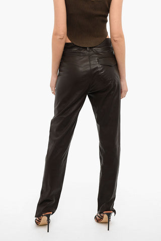Lambskin Tapered-fit Trousers with Splits at the Hem