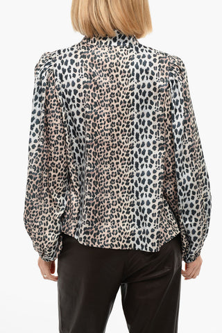 CLAIRE Blouse with Animalier Pattern and Puffed Sleeves