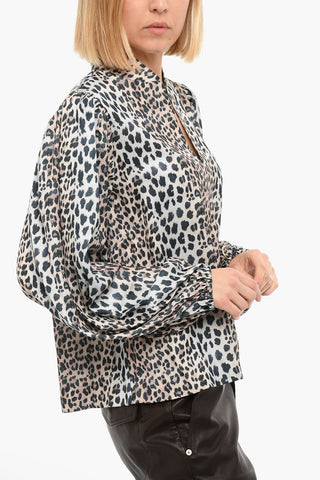 CLAIRE Blouse with Animalier Pattern and Puffed Sleeves