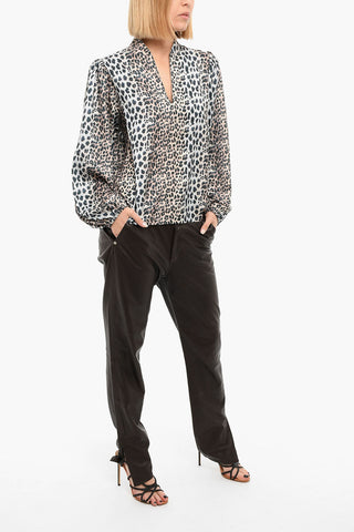 CLAIRE Blouse with Animalier Pattern and Puffed Sleeves