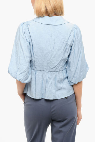 V Neck ANNALIAGZ Puffed Sleeves Blouse