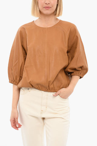 Lambskin CHIA Top with Peasant Sleeves