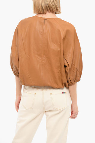 Lambskin CHIA Top with Peasant Sleeves