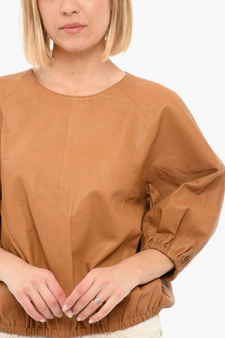Lambskin CHIA Top with Peasant Sleeves