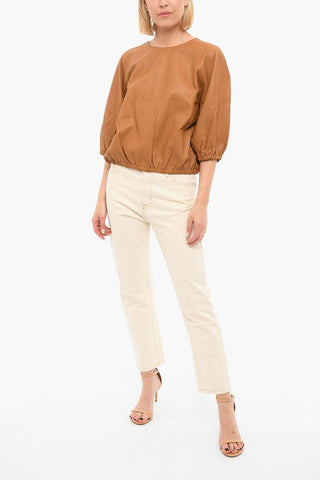 Lambskin CHIA Top with Peasant Sleeves