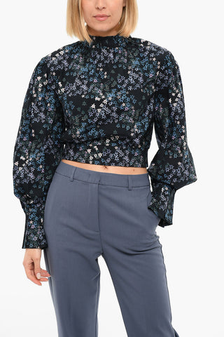Floral Print LUNA ASGARD Long Sleeved Cropped Top