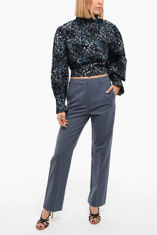 Floral Print LUNA ASGARD Long Sleeved Cropped Top