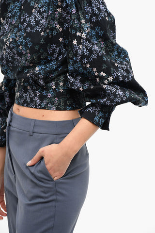 Floral Print LUNA ASGARD Long Sleeved Cropped Top