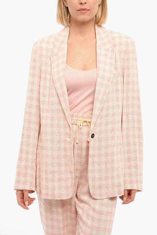 Lined Checkered Single Breasted Blazer
