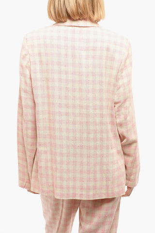 Lined Checkered Single Breasted Blazer