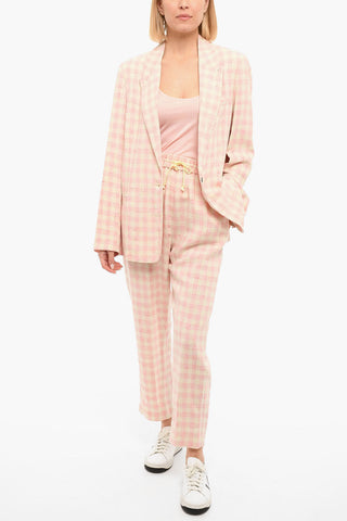 Lined Checkered Single Breasted Blazer